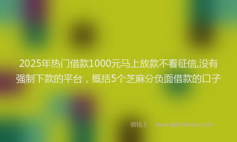 2025年热门借款1000元马上放款不看征信,没有强制下款的平台，概括5个芝麻分负面借款的口子