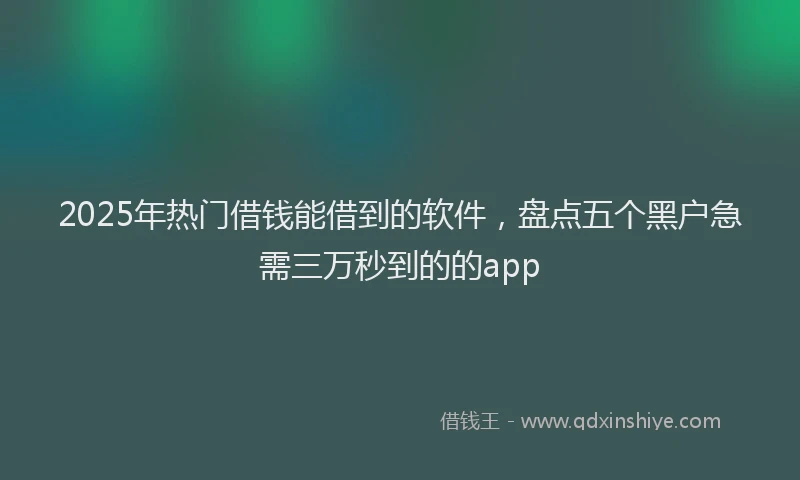 2025年热门借钱能借到的软件，盘点五个黑户急需三万秒到的的app