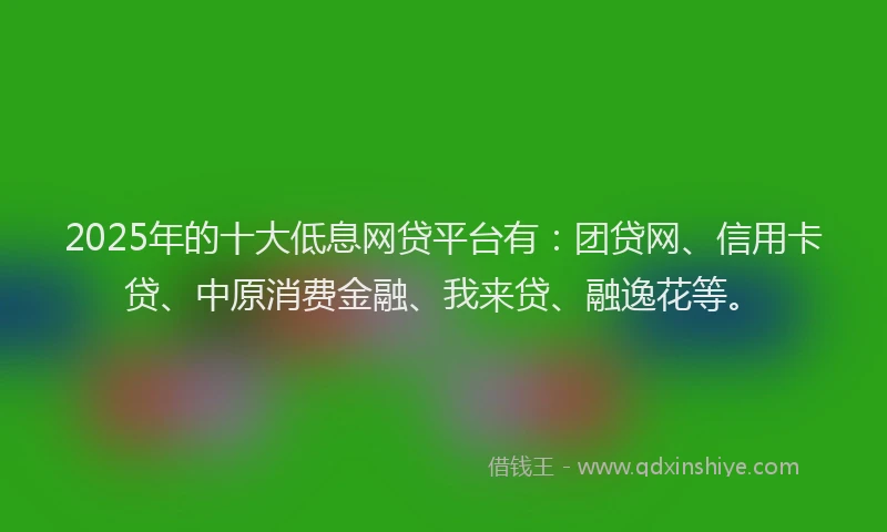 2025年的十大低息网贷平台有：团贷网、信用卡贷、中原消费金融、我来贷、融逸花等。