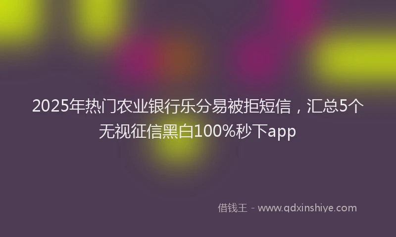 2025年热门农业银行乐分易被拒短信，汇总5个无视征信黑白100%秒下app