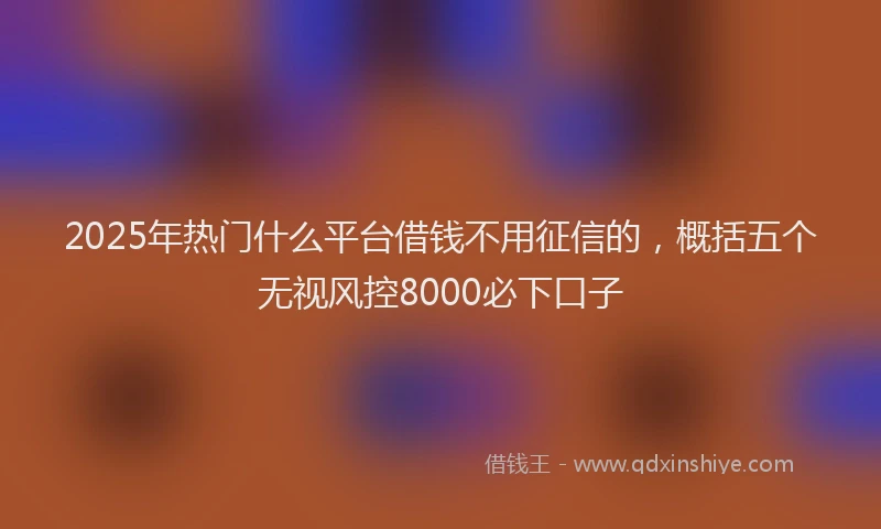 2025年热门什么平台借钱不用征信的，概括五个无视风控8000必下口子
