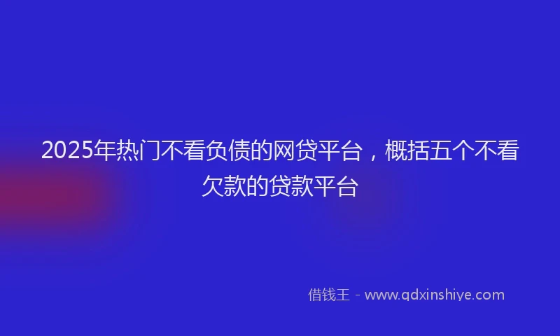 2025年热门不看负债的网贷平台，概括五个不看欠款的贷款平台