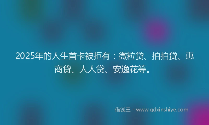 2025年的人生首卡被拒有：微粒贷、拍拍贷、惠商贷、人人贷、安逸花等。