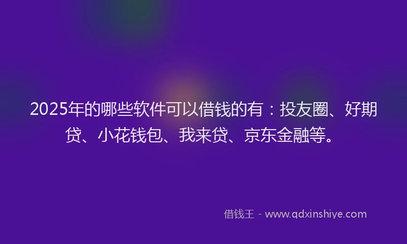 2025年的哪些软件可以借钱的有：投友圈、好期贷、小花钱包、我来贷、京东金融等。