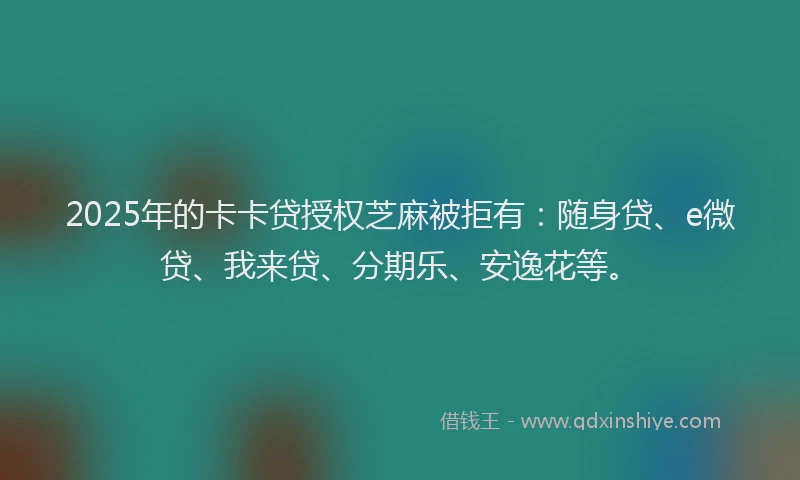 2025年的卡卡贷授权芝麻被拒有：随身贷、e微贷、我来贷、分期乐、安逸花等。