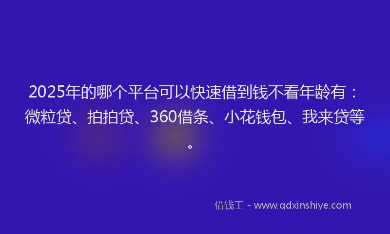 2025年的哪个平台可以快速借到钱不看年龄有：微粒贷、拍拍贷、360借条、小花钱包、我来贷等。