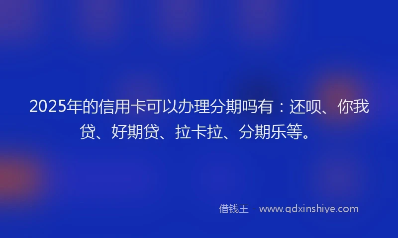 2025年的信用卡可以办理分期吗有：还呗、你我贷、好期贷、拉卡拉、分期乐等。
