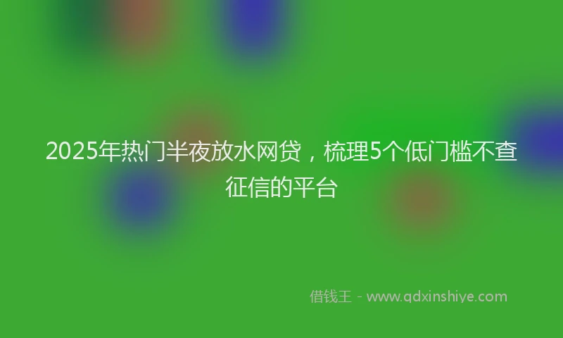 2025年热门半夜放水网贷，梳理5个低门槛不查征信的平台