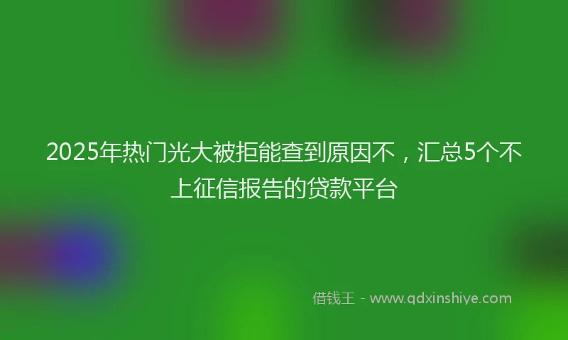 2025年热门光大被拒能查到原因不，汇总5个不上征信报告的贷款平台