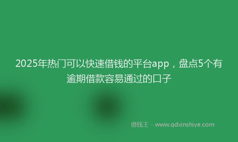 2025年热门可以快速借钱的平台app，盘点5个有逾期借款容易通过的口子