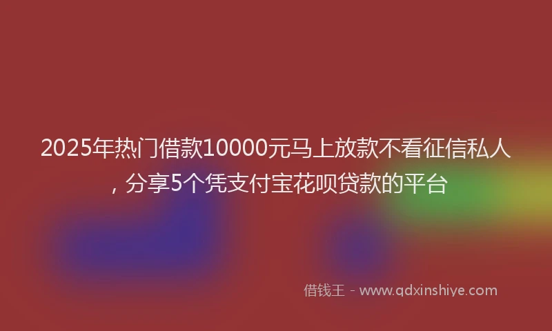 2025年热门借款10000元马上放款不看征信私人，分享5个凭支付宝花呗贷款的平台