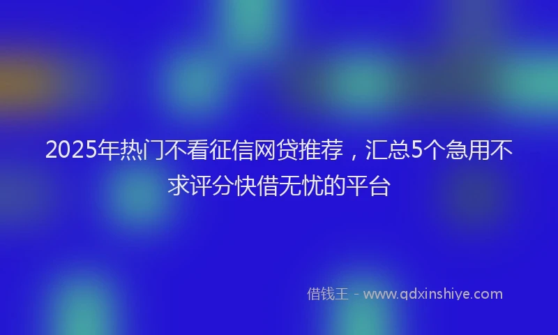 2025年热门不看征信网贷推荐，汇总5个急用不求评分快借无忧的平台