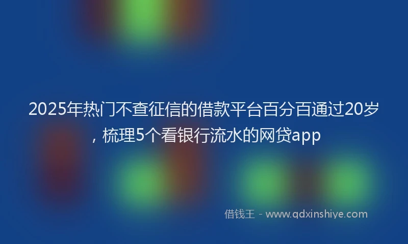 2025年热门不查征信的借款平台百分百通过20岁，梳理5个看银行流水的网贷app