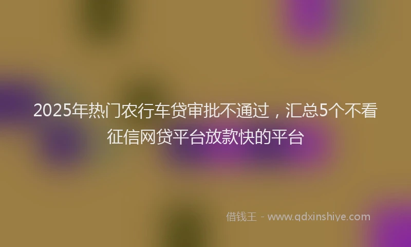 2025年热门农行车贷审批不通过，汇总5个不看征信网贷平台放款快的平台