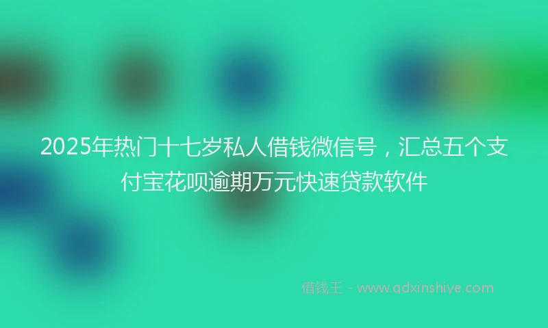 2025年热门十七岁私人借钱微信号，汇总五个支付宝花呗逾期万元快速贷款软件
