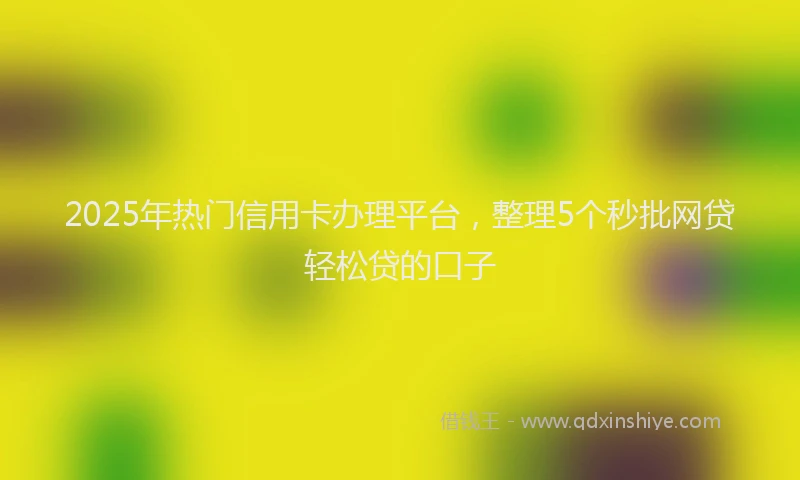 2025年热门信用卡办理平台，整理5个秒批网贷轻松贷的口子