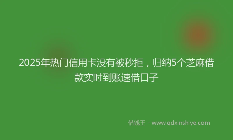 2025年热门信用卡没有被秒拒，归纳5个芝麻借款实时到账速借口子