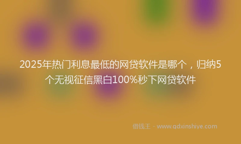 2025年热门利息最低的网贷软件是哪个，归纳5个无视征信黑白100%秒下网贷软件