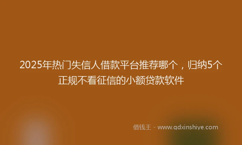 2025年热门失信人借款平台推荐哪个，归纳5个正规不看征信的小额贷款软件