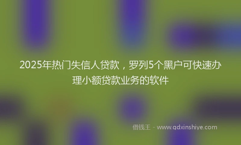 2025年热门失信人贷款，罗列5个黑户可快速办理小额贷款业务的软件