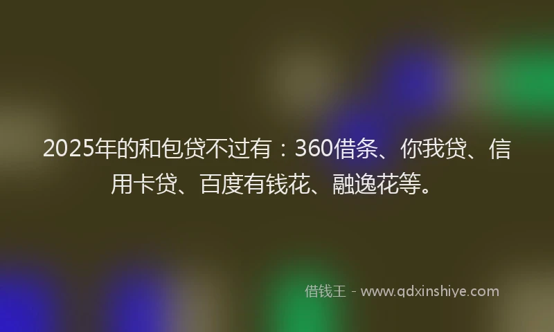 2025年的和包贷不过有：360借条、你我贷、信用卡贷、百度有钱花、融逸花等。