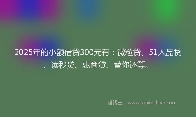 2025年的小额借贷300元有：微粒贷、51人品贷、读秒贷、惠商贷、替你还等。