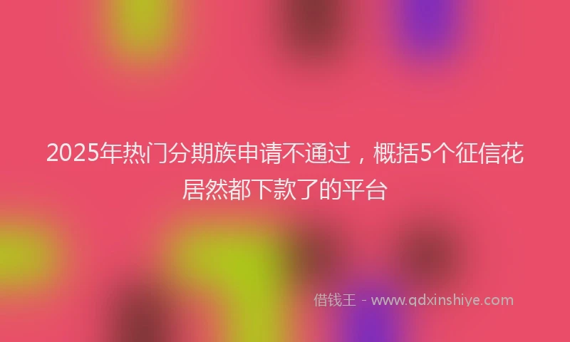 2025年热门分期族申请不通过，概括5个征信花居然都下款了的平台