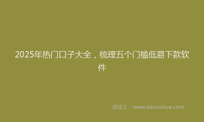 2025年热门口子大全，梳理五个门槛低易下款软件