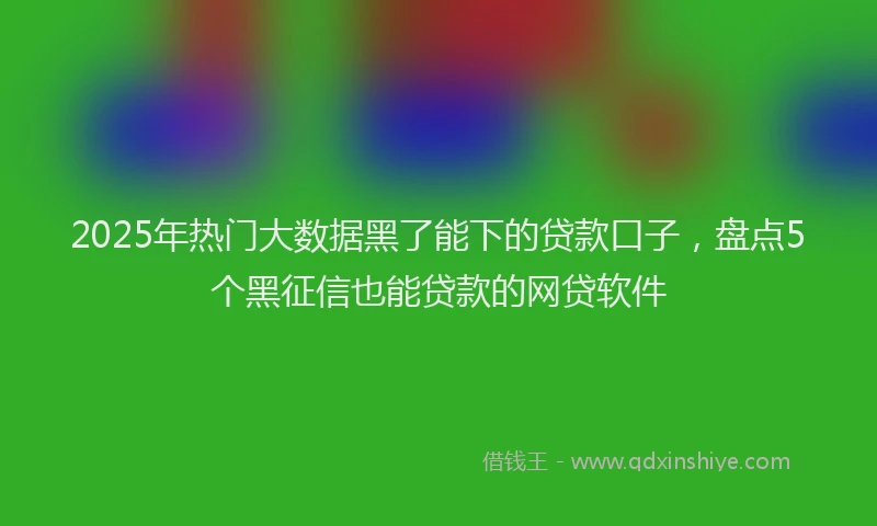 2025年热门大数据黑了能下的贷款口子，盘点5个黑征信也能贷款的网贷软件