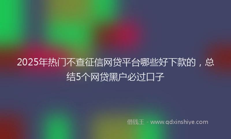 2025年热门不查征信网贷平台哪些好下款的，总结5个网贷黑户必过口子