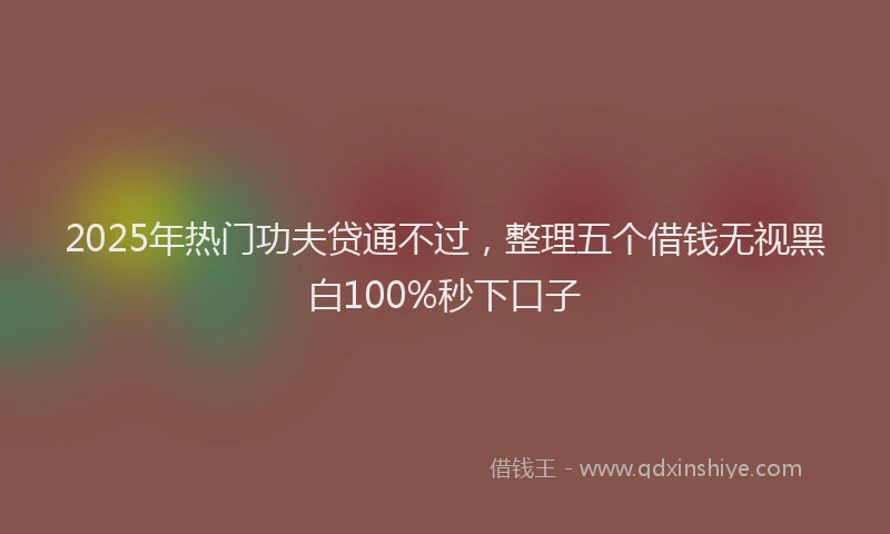2025年热门功夫贷通不过，整理五个借钱无视黑白100%秒下口子