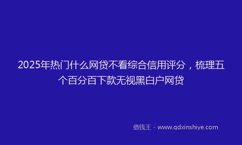 2025年热门什么网贷不看综合信用评分，梳理五个百分百下款无视黑白户网贷