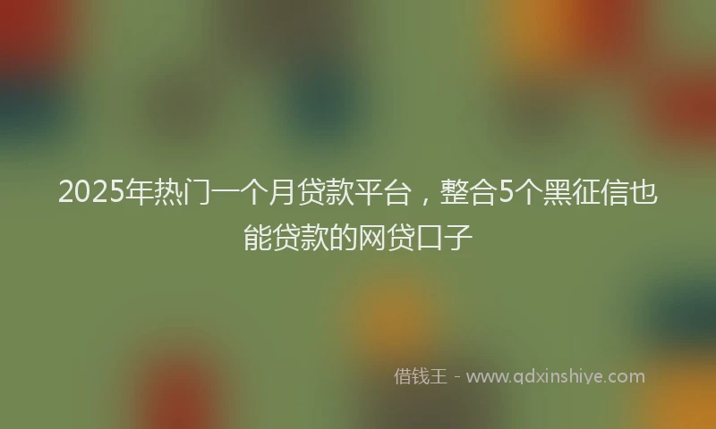 2025年热门一个月贷款平台，整合5个黑征信也能贷款的网贷口子