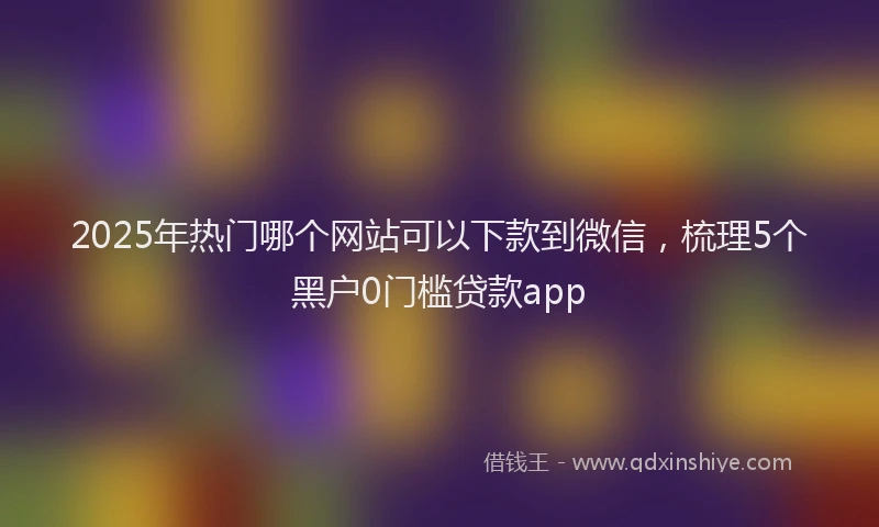 2025年热门哪个网站可以下款到微信，梳理5个黑户0门槛贷款app