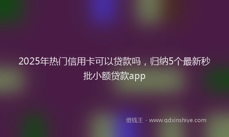 2025年热门信用卡可以贷款吗，归纳5个最新秒批小额贷款app