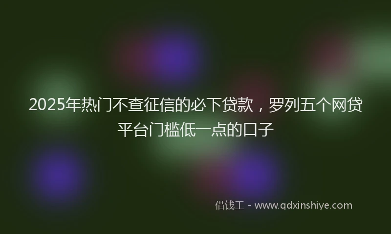 2025年热门不查征信的必下贷款，罗列五个网贷平台门槛低一点的口子