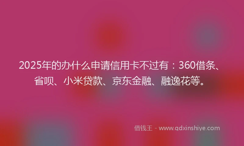 2025年的办什么申请信用卡不过有：360借条、省呗、小米贷款、京东金融、融逸花等。