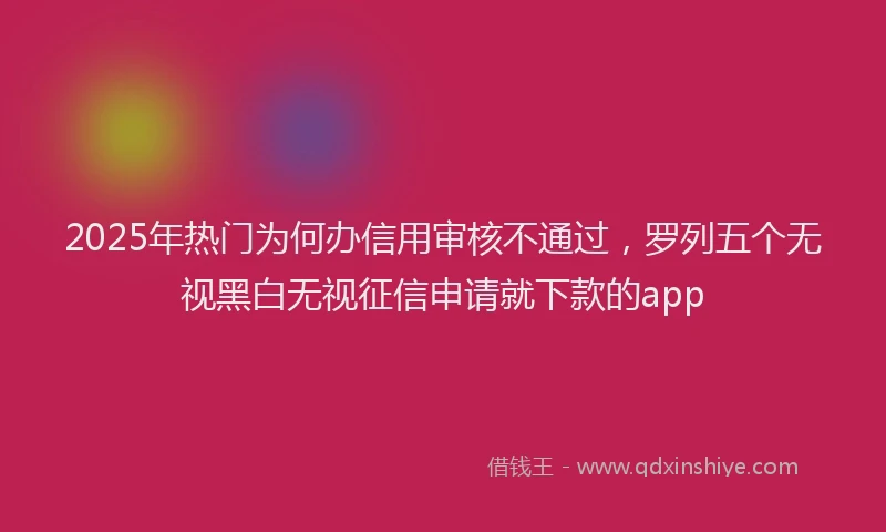 2025年热门为何办信用审核不通过，罗列五个无视黑白无视征信申请就下款的app
