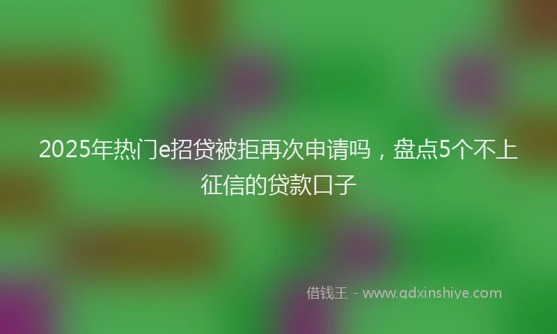 2025年热门e招贷被拒再次申请吗，盘点5个不上征信的贷款口子