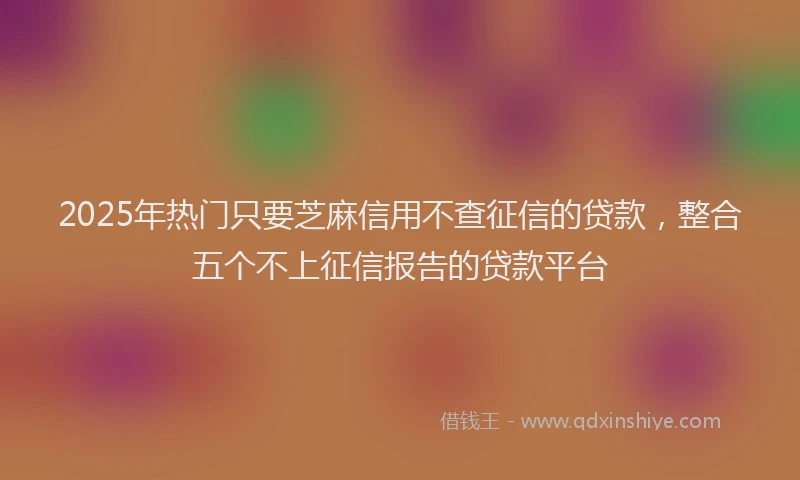 2025年热门只要芝麻信用不查征信的贷款，整合五个不上征信报告的贷款平台