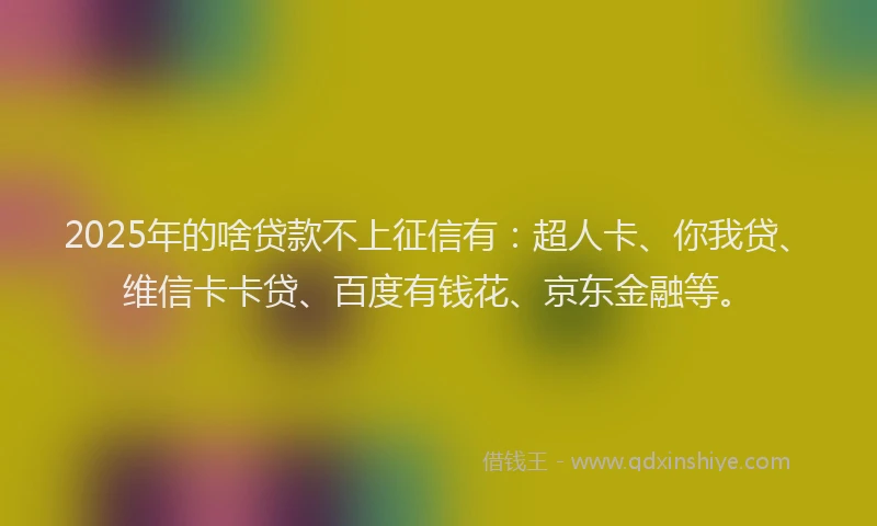 2025年的啥贷款不上征信有：超人卡、你我贷、维信卡卡贷、百度有钱花、京东金融等。