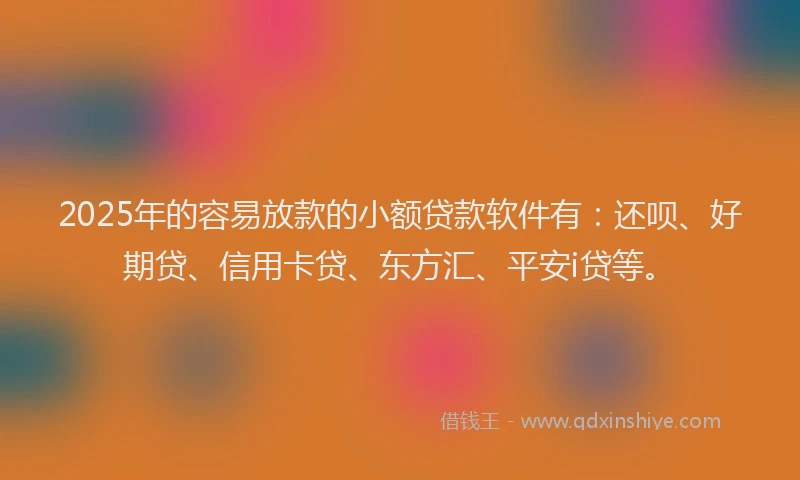 2025年的容易放款的小额贷款软件有：还呗、好期贷、信用卡贷、东方汇、平安i贷等。