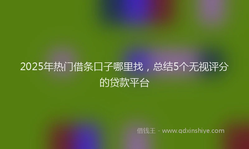 2025年热门借条口子哪里找，总结5个无视评分的贷款平台