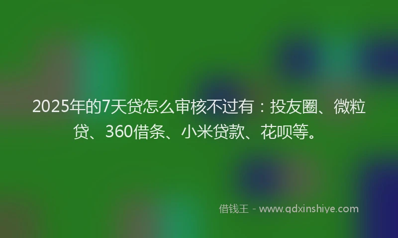 2025年的7天贷怎么审核不过有：投友圈、微粒贷、360借条、小米贷款、花呗等。