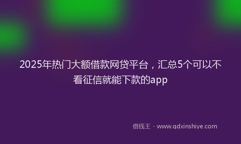 2025年热门大额借款网贷平台，汇总5个可以不看征信就能下款的app