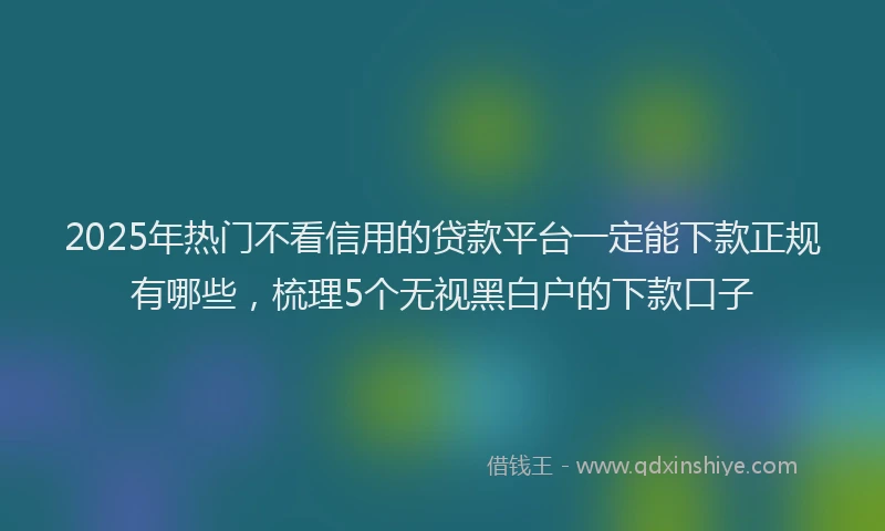 2025年热门不看信用的贷款平台一定能下款正规有哪些，梳理5个无视黑白户的下款口子