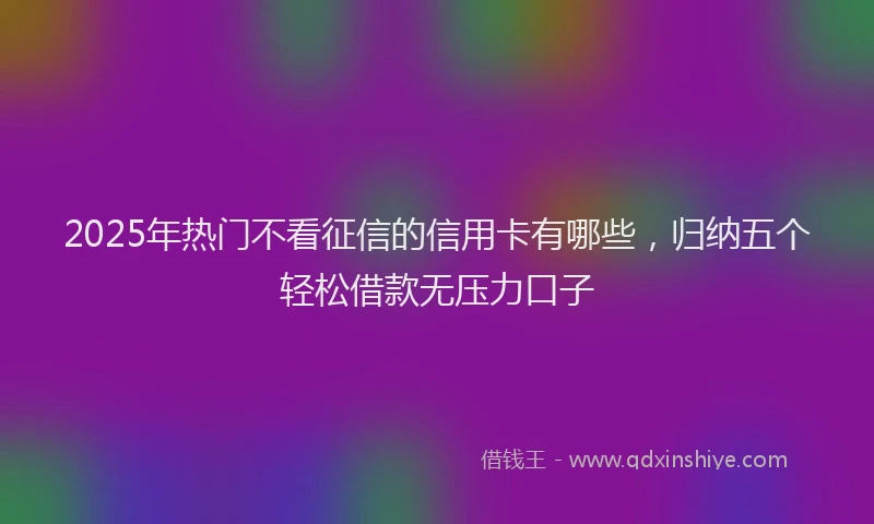 2025年热门不看征信的信用卡有哪些，归纳五个轻松借款无压力口子