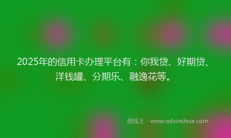 2025年的信用卡办理平台有：你我贷、好期贷、洋钱罐、分期乐、融逸花等。