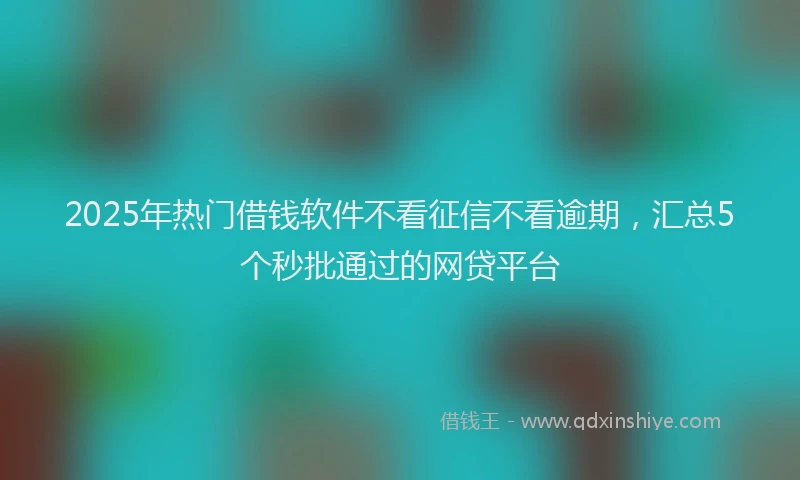 2025年热门借钱软件不看征信不看逾期，汇总5个秒批通过的网贷平台