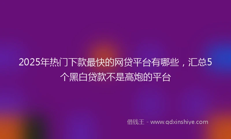 2025年热门下款最快的网贷平台有哪些，汇总5个黑白贷款不是高炮的平台
